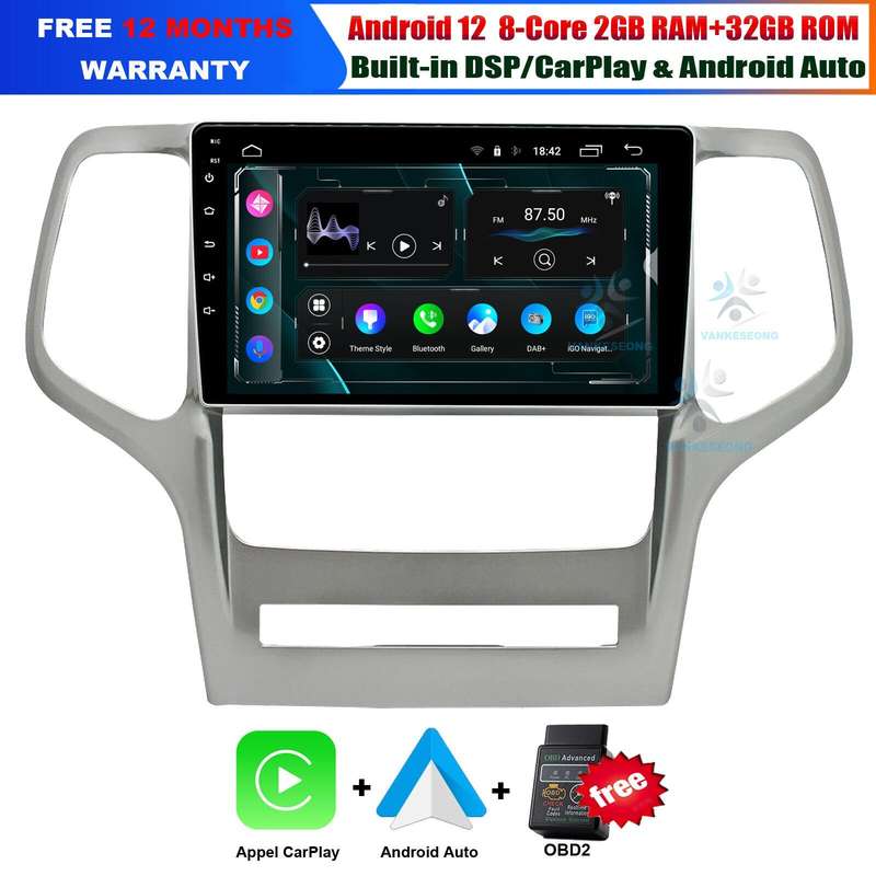 Android Auto Car Radio for Jeep Grand Cherokee WK2 2010-2013 GPS Stereo Sat Navi