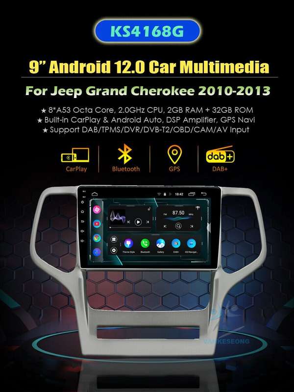Android Auto Car Radio for Jeep Grand Cherokee WK2 2010-2013 GPS Stereo Sat Navi