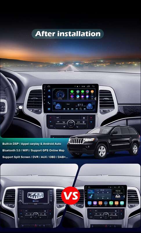 Android Auto Car Radio for Jeep Grand Cherokee WK2 2010-2013 GPS Stereo Sat Navi