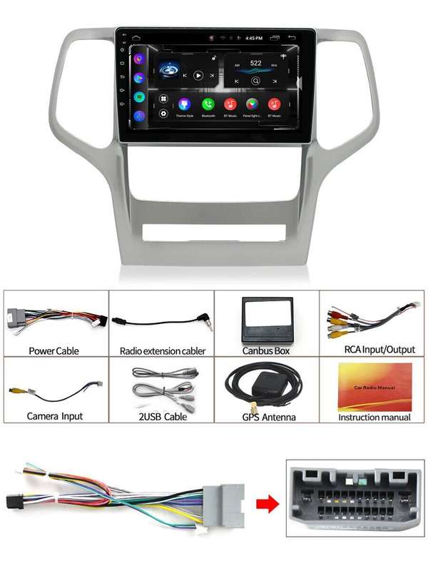 Android Auto Car Radio for Jeep Grand Cherokee WK2 2010-2013 GPS Stereo Sat Navi