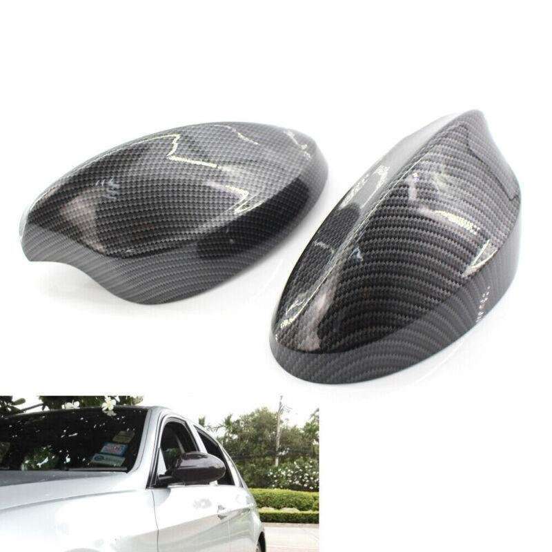 1 Pair Car Carbon Fiber Side Mirror Cover Cap Set For 05-07 BMW E90 Add On Style
