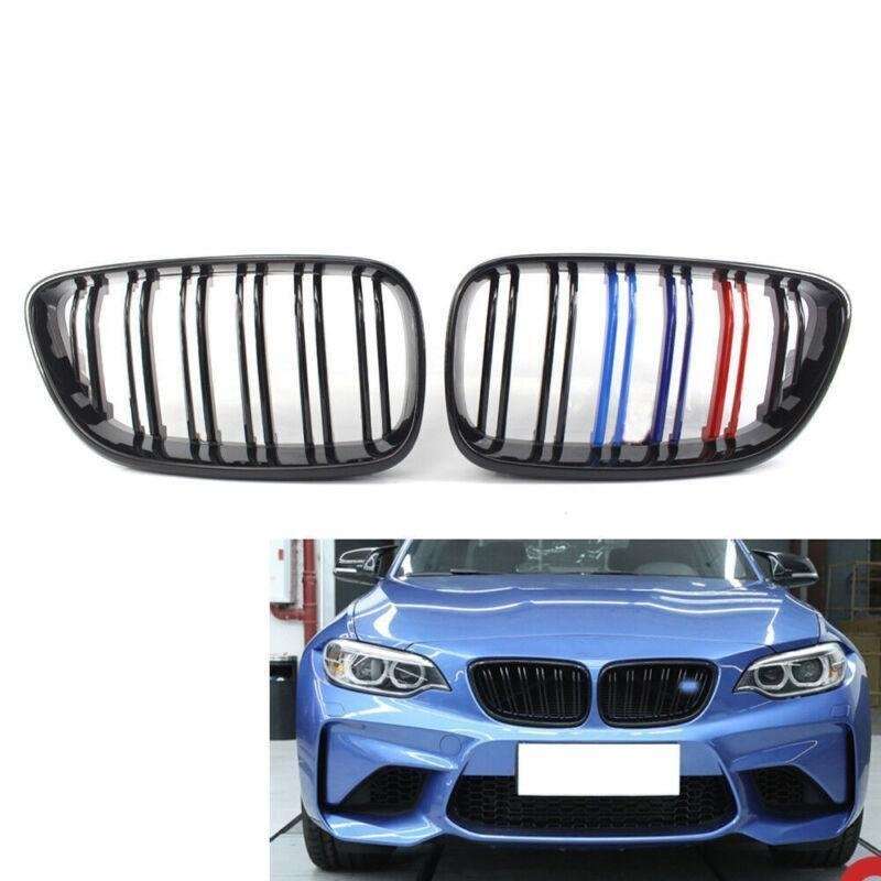 Gloss Black w/ M Color Front Grille Kit Dual Line for BMW F22 F23 14+ Coupe 220i