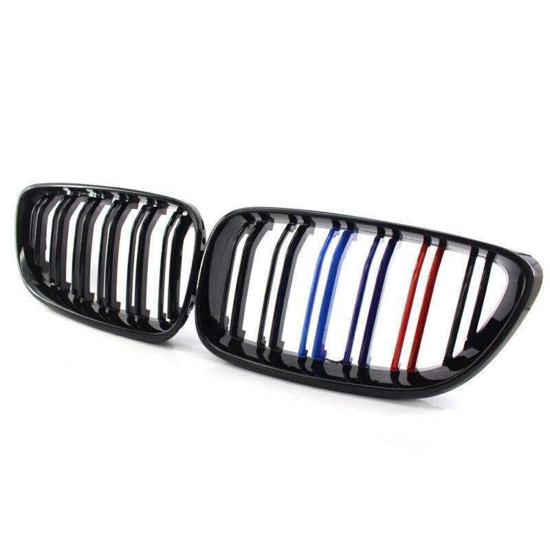 Gloss Black w/ M Color Front Grille Kit Dual Line for BMW F22 F23 14+ Coupe 220i