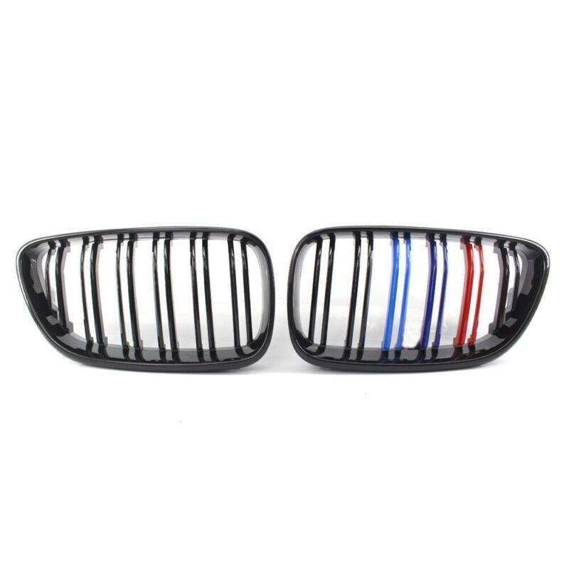 Gloss Black w/ M Color Front Grille Kit Dual Line for BMW F22 F23 14+ Coupe 220i