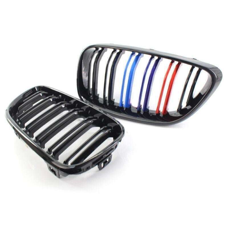 Gloss Black w/ M Color Front Grille Kit Dual Line for BMW F22 F23 14+ Coupe 220i
