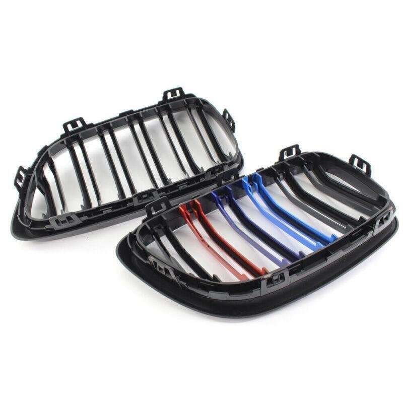 Gloss Black w/ M Color Front Grille Kit Dual Line for BMW F22 F23 14+ Coupe 220i