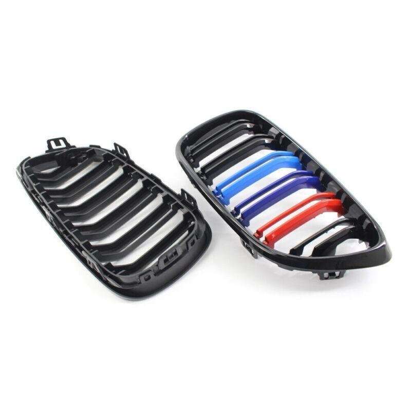 Gloss Black w/ M Color Front Grille Kit Dual Line for BMW F22 F23 14+ Coupe 220i