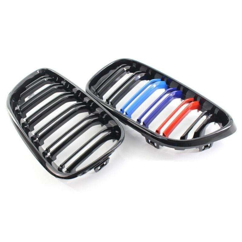 Gloss Black w/ M Color Front Grille Kit Dual Line for BMW F22 F23 14+ Coupe 220i