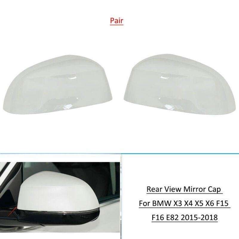 Pair Rearview Mirror Cap Cover For BMW X3 X4 X5 X6 F15 F16 F26 2015-2018 White