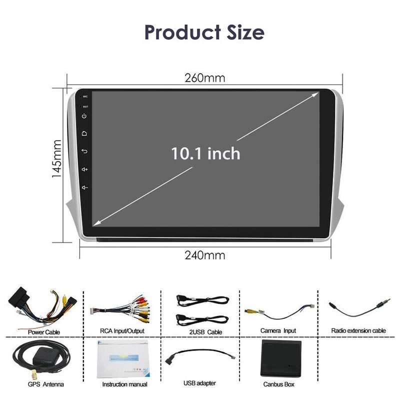 Android Auto Car Radio Stereo GPS Sat Nav for Peugeot 2008 2013-2020 Head Unit