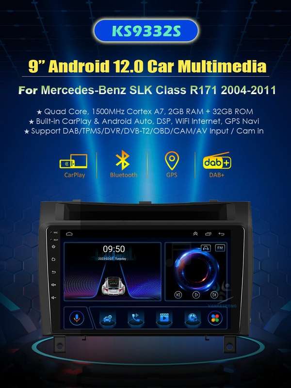 9" Android 12 CarPlay Car Stereo Radio GPS For Mercedes R171 SLK280 SLK350 55AMG