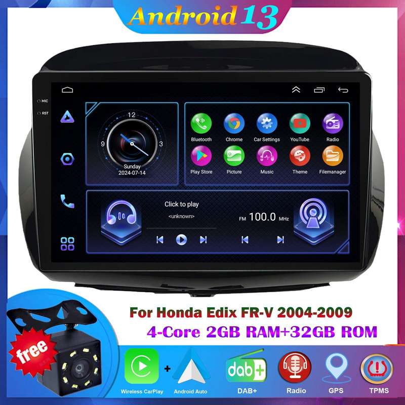 For Honda FRV FR-V 2004-2009 DAB+ Android Auto Radio GPS Navigation CarPlay USB