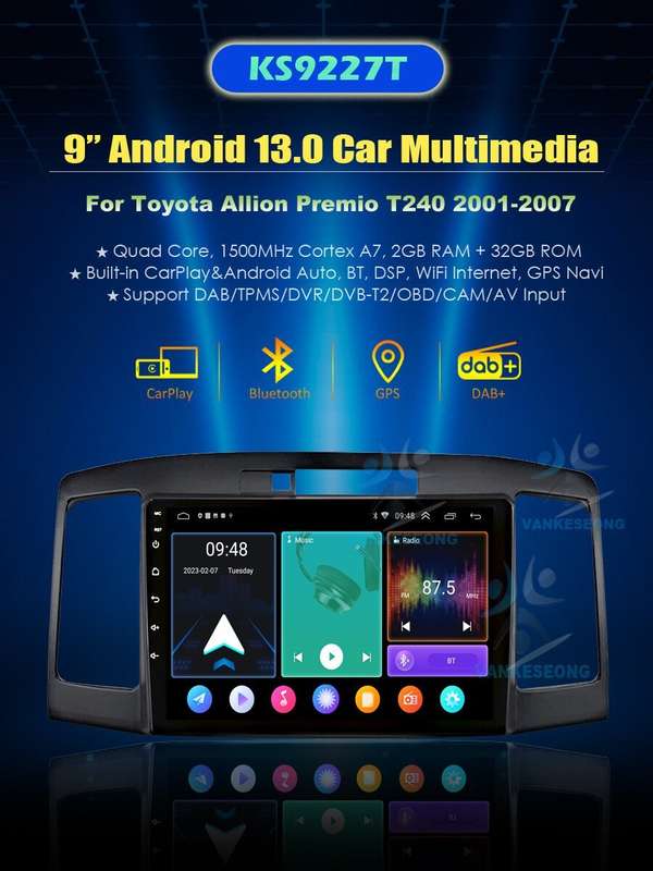 For Toyota Allion Premio T240 2001-2007 Android 13 Car Radio Stereo GPS Sat Nav