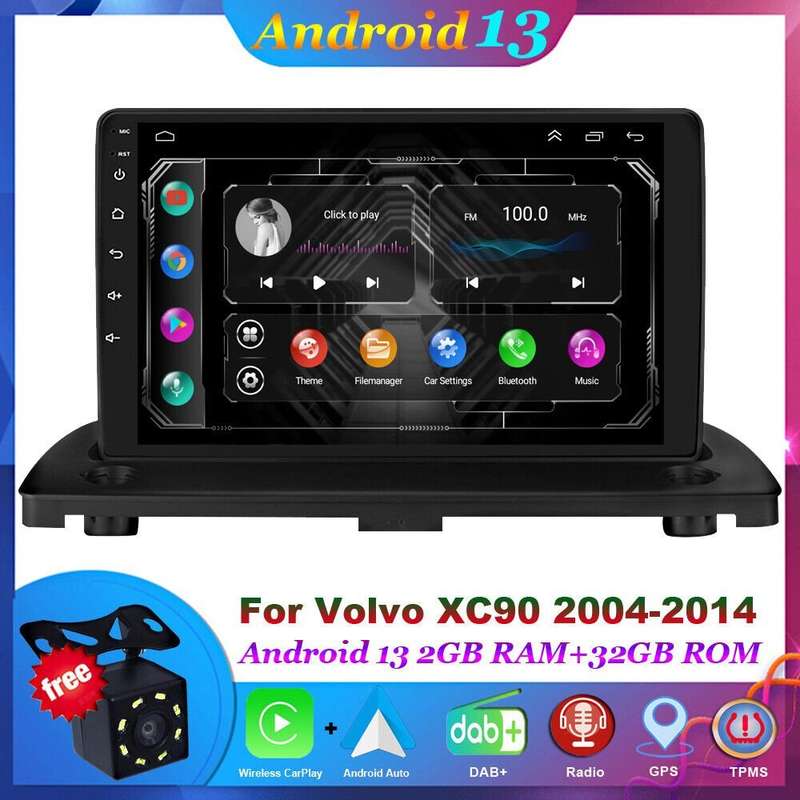 9 GPS Head Unit Android 13 For Volvo XC90 2004-2014 Car Stereo Radio DAB+BT+Cam