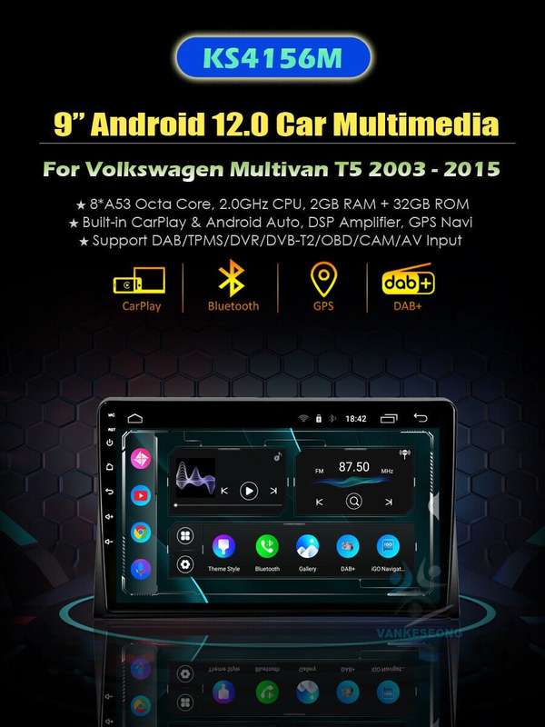 9"Android Autoradio DAB GPS SatNav CarPlay For VW T5 Multivan 2003-2015