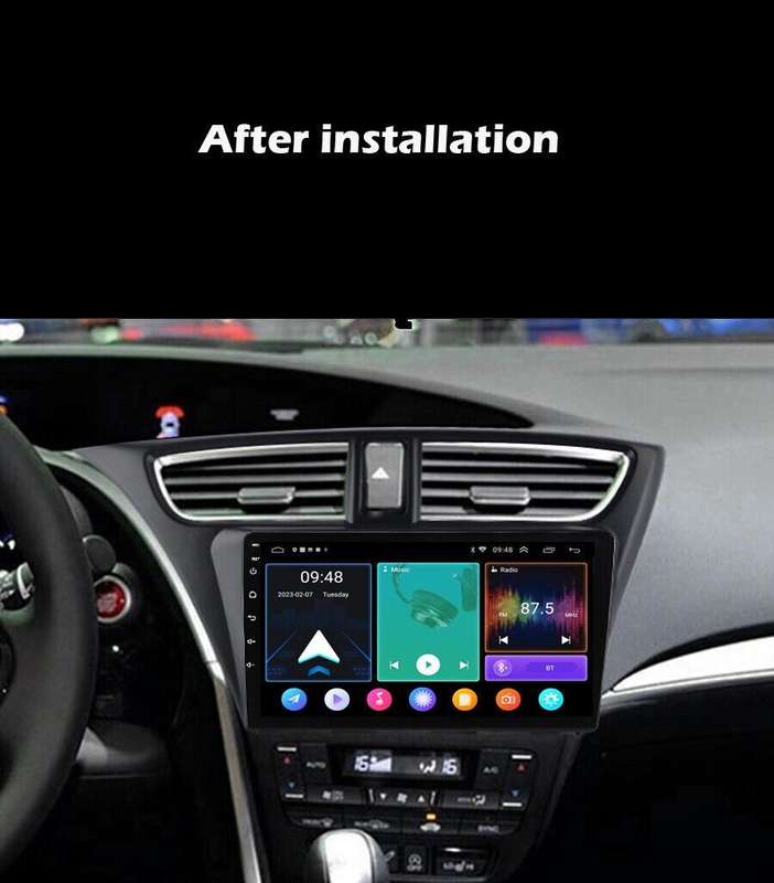 For Honda Civic Hatchback 2012-2017 CarPlay Android 13 Autoradio Navi GPS BT DAB
