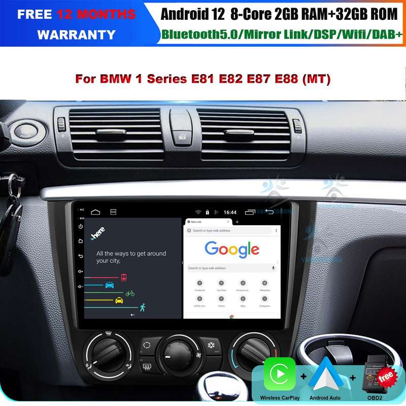 CarPlay Android Auto for BMW 1 Ser E81 E82 E87 E88 DAB+ Autoradio GPS Navigation