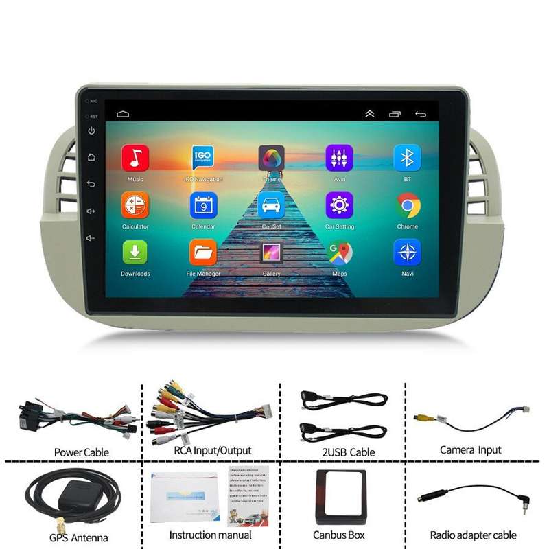 For Fiat 500 2008-2015 Autoradio GPS Navigation Touchscreen BT DAB+ Wifi Android