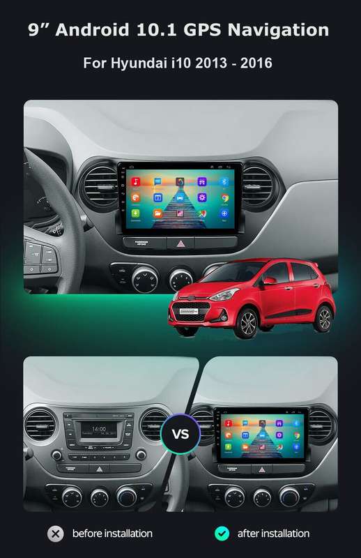 DVR+9"Android 12 DAB+Radio Stereo For Hyundai i10 2013-2016 GPS SatNav Bluetooth