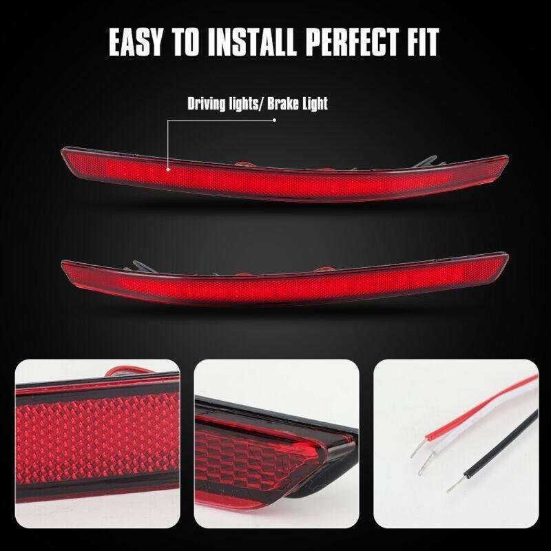 Pair LED Rear Bumper Reflector Lights For Kia K5 Optima 2011 12 2013 Brake Lamps