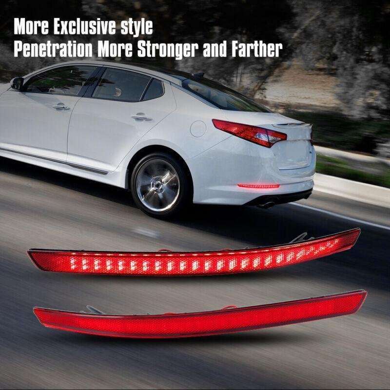 Pair LED Rear Bumper Reflector Lights For Kia K5 Optima 2011 12 2013 Brake Lamps