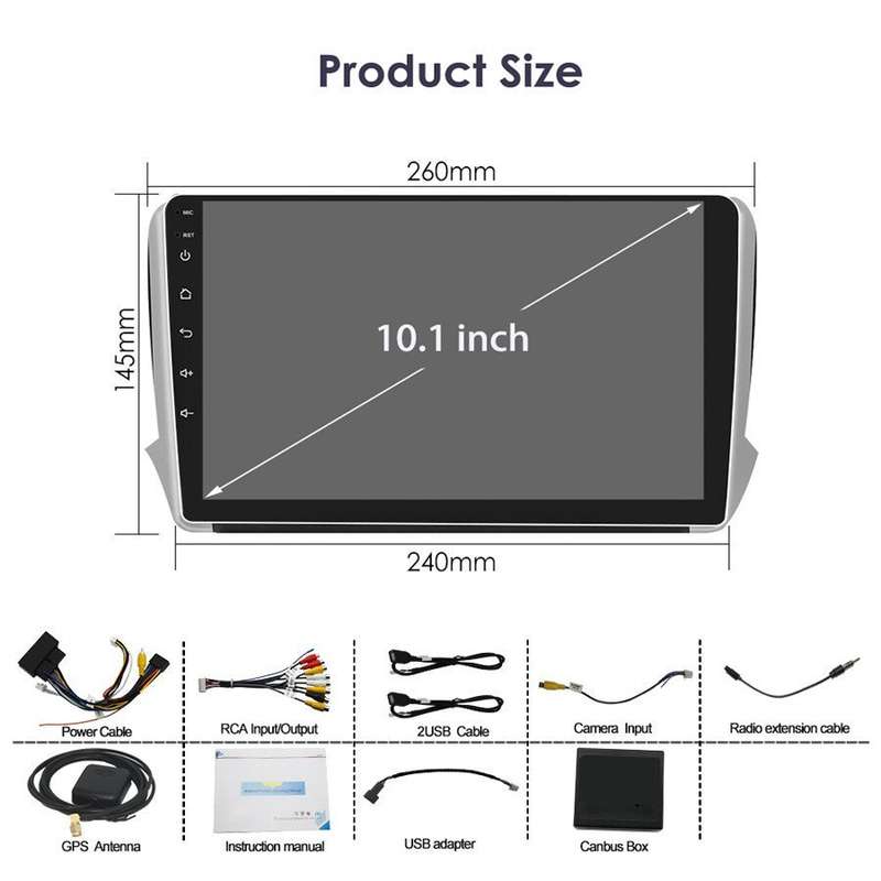 10.1" Android Autoradio GPS Navigation CarPlay DAB BT For Peugeot 2008 2013-2020