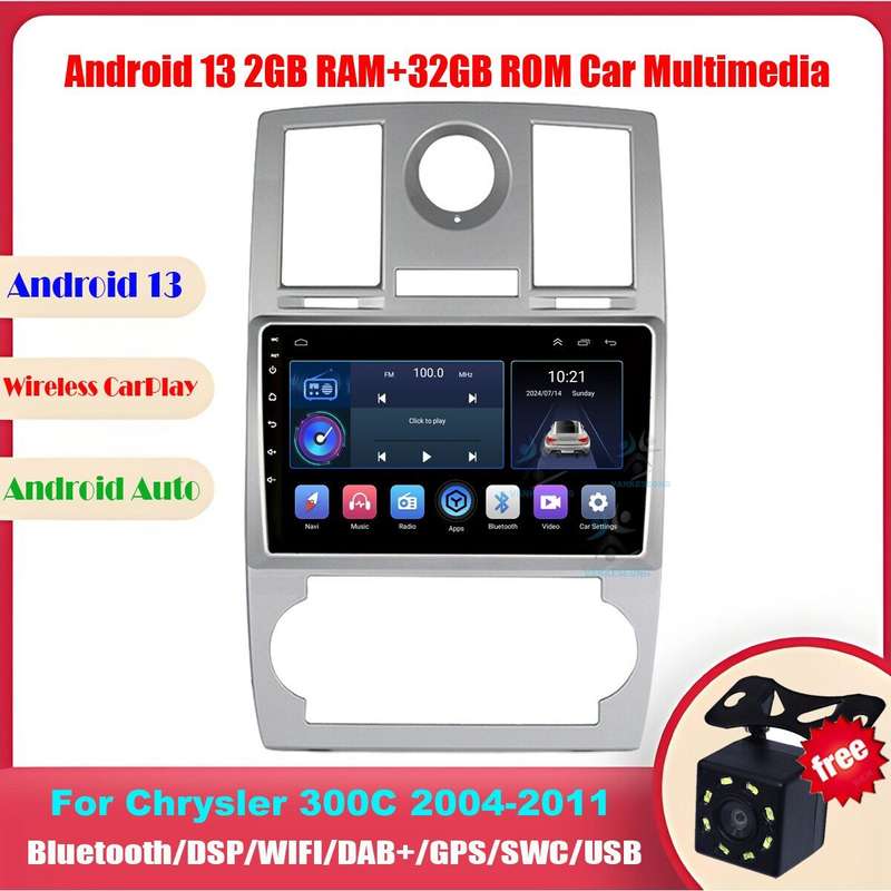 For Chrysler 300C 2004-2011 Touchscreen Autoradio GPS Navigation Android13 DAB+