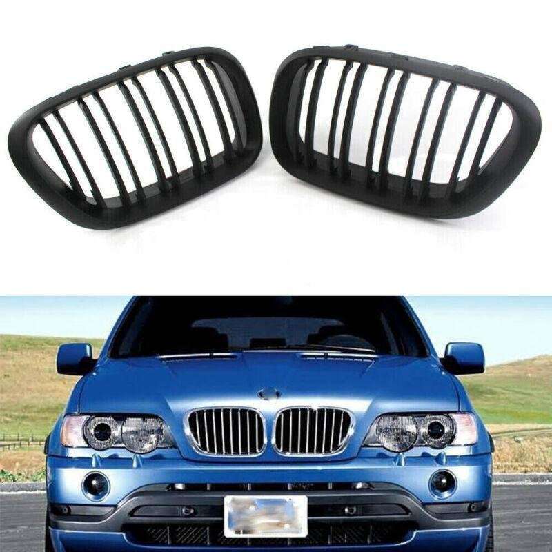 Matte Black Dual Slat Front Grille Fit for BMW X5 E53 2000-2003 Grill