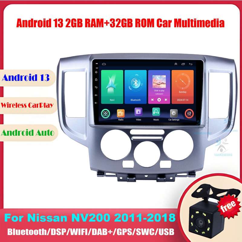 9" Android 13 Autoradio Sat Nav GPS Bluetooth DAB DSP For Nissan NV200 2011-2018