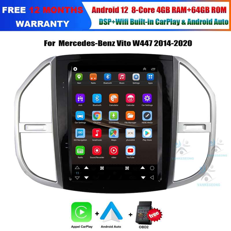 64GB Touch Screen Navigation GPS DAB+ Autoradio For Mercedes Vito W447 2014-2020