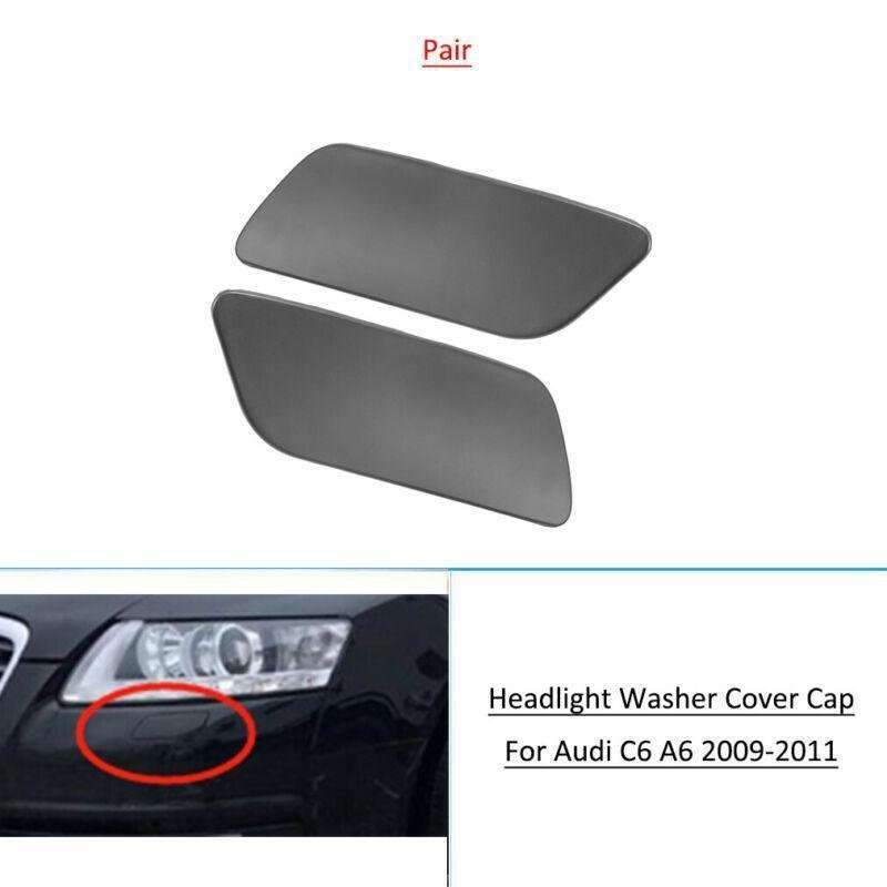 Front Bumper Headlight Washer Cover Cap For Audi C6 A6 2009-2011 Pair
