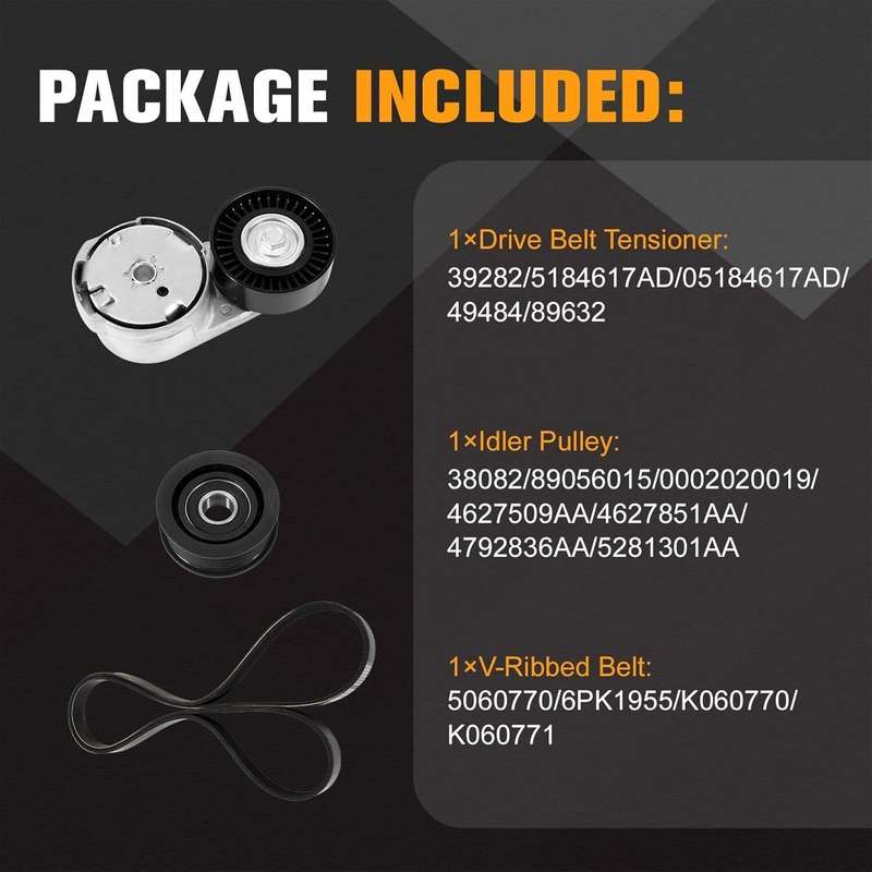 Drive Idler Pulley Serpentine Belt Tensioner Kit For Ram Dodge Chrysler Jeep 3.6