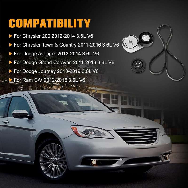 Drive Idler Pulley Serpentine Belt Tensioner Kit For Ram Dodge Chrysler Jeep 3.6