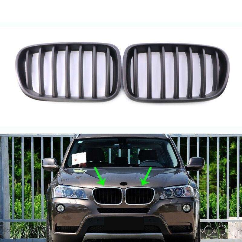 2X/Set Car Front Flat Black Grille Replacement for BMW F25 X3 2011-13 Mesh Grill
