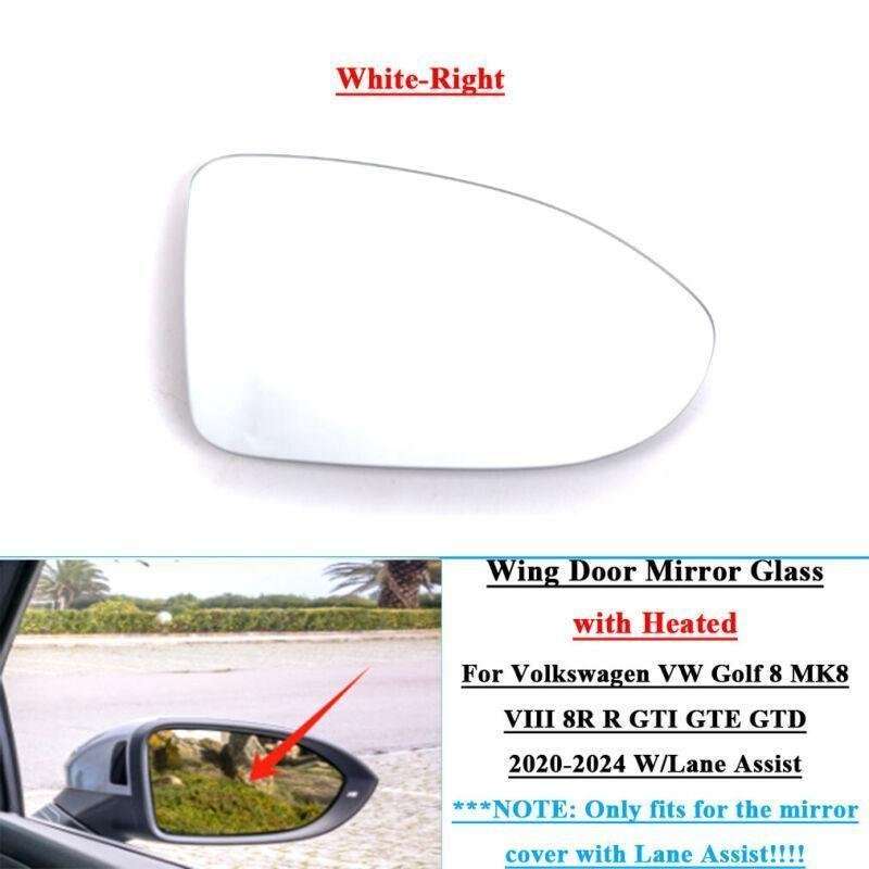 Wing Door Mirror Glass with Heated For VW Golf 8 MK8 VIII 8R R 2020-2024 Right