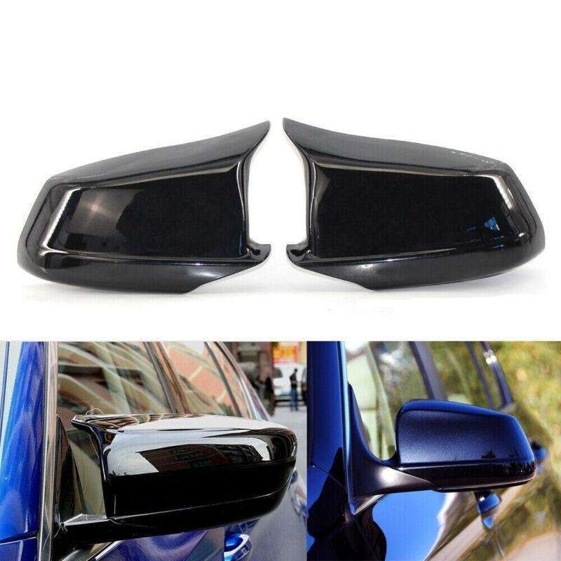 1 Pair L&amp;R Rearview Side Mirror Covers Bright Black Fit for BMW F10 F11 5-Series