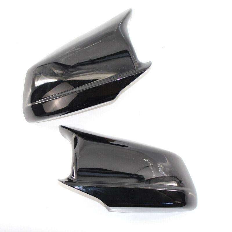 1 Pair L&amp;R Rearview Side Mirror Covers Bright Black Fit for BMW F10 F11 5-Series
