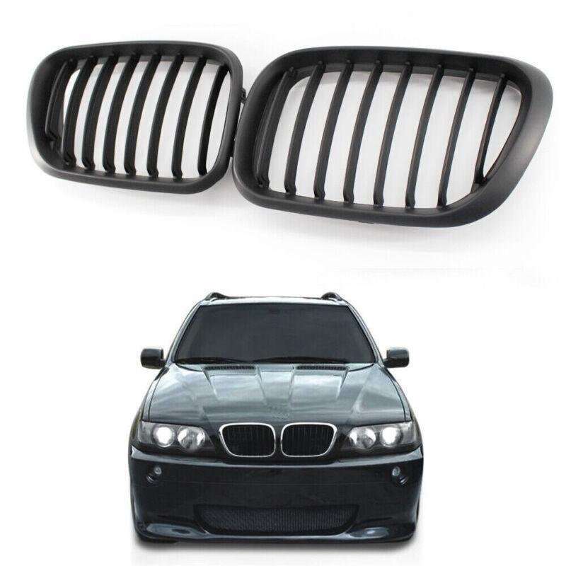2X/Set Car Grille Matte Black Front Center Mesh Grill Fits for BMW X5 E53 98-03