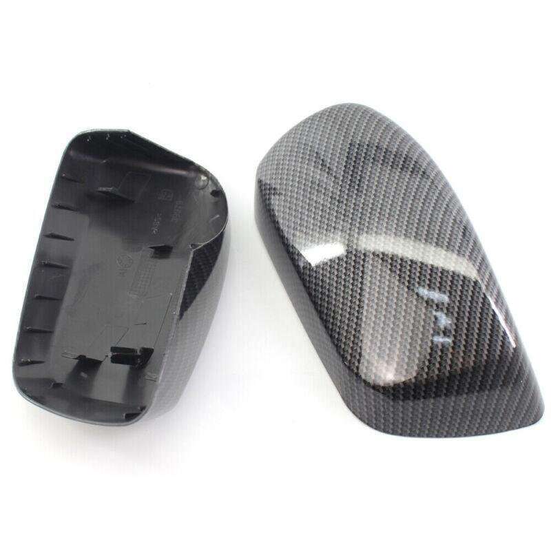 Pair Carbon Fiber Door Side Mirror Cover Caps Fit BMW E60 2004-2007