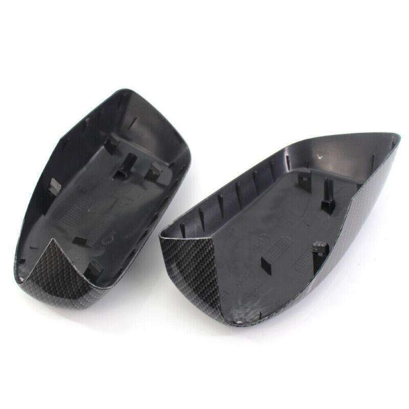 Pair Carbon Fiber Door Side Mirror Cover Caps Fit BMW E60 2004-2007