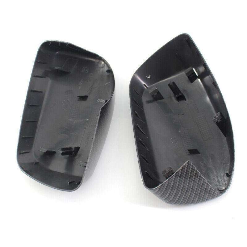 Pair Carbon Fiber Door Side Mirror Cover Caps Fit BMW E60 2004-2007