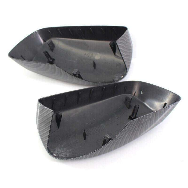 Pair Carbon Fiber Door Side Mirror Cover Caps Fit BMW E60 2004-2007