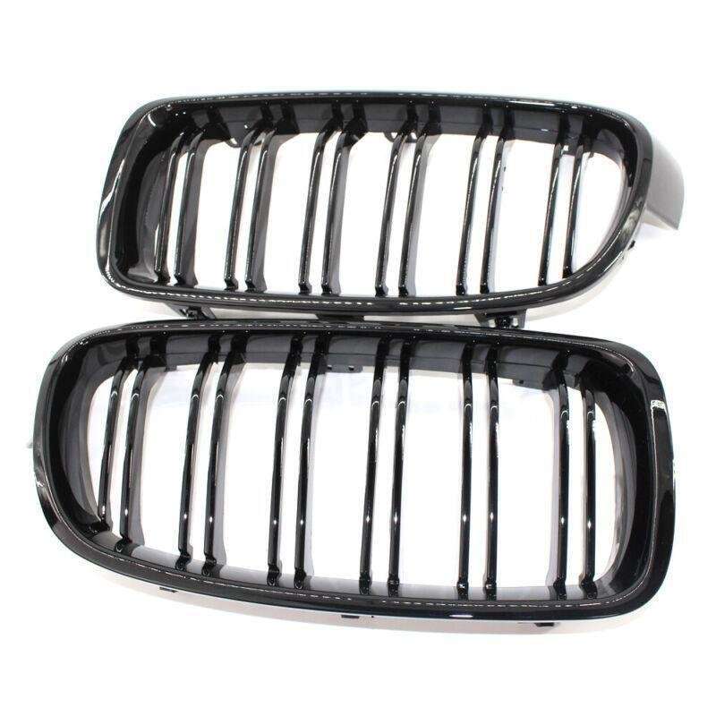 2X/Set Shiny Black Grille Dual Line Fits for BMW 3 Series M3 F30 F35 2012 - 2016