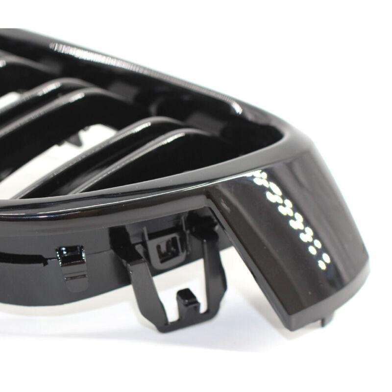 2X/Set Shiny Black Grille Dual Line Fits for BMW 3 Series M3 F30 F35 2012 - 2016