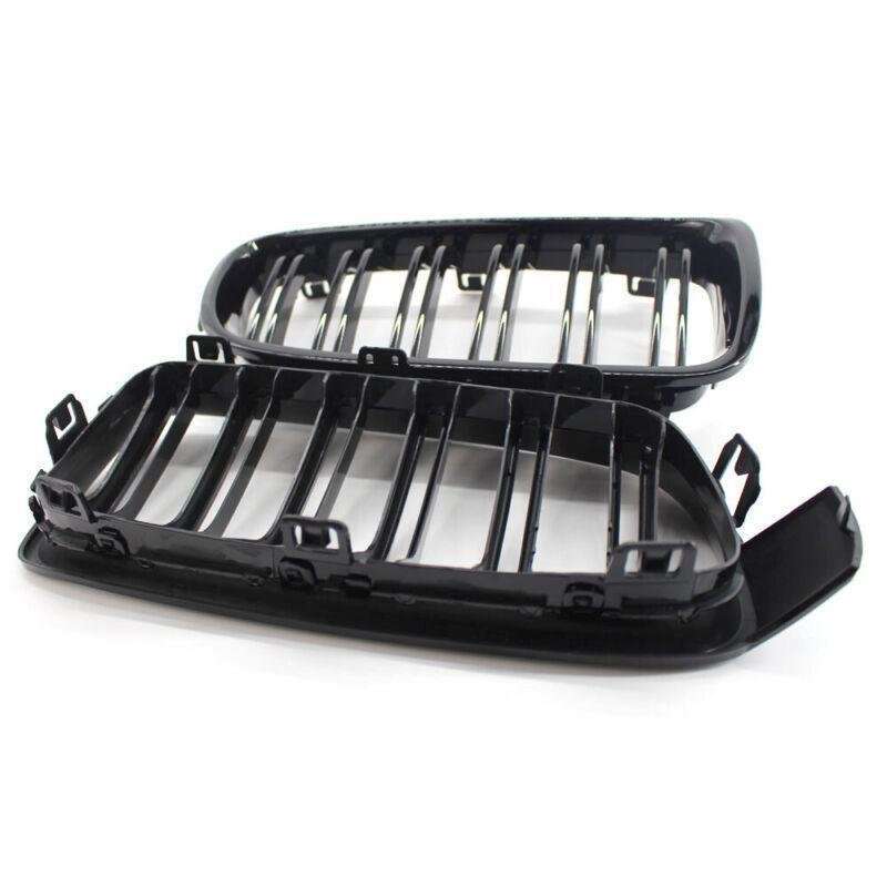 2X/Set Shiny Black Grille Dual Line Fits for BMW 3 Series M3 F30 F35 2012 - 2016