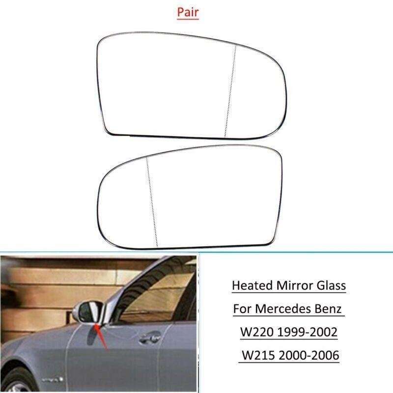 Mirror Glass Heated For Mercedes Benz W220 1999-2002 W215 2000-2006 Pair