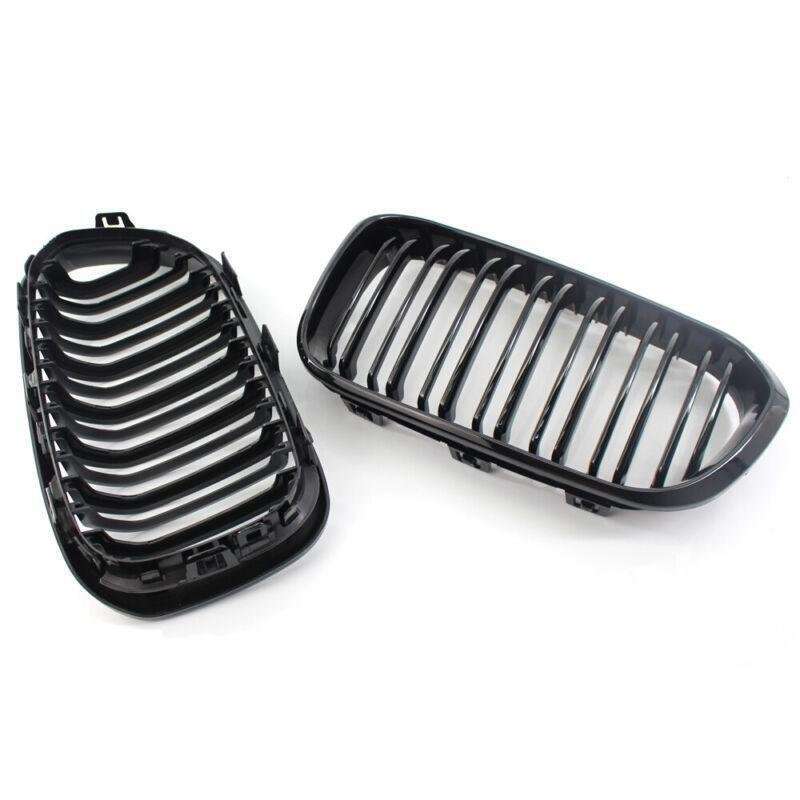 2X/Set Shiny Black Grille Dual Line Fits for BMW F20 F21 1 Series 15-16 Grill