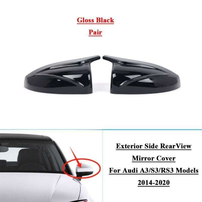 2x Wing Mirror Cover Cap For Audi A3/S3/RS3 Models 2014-2020 Gloss Black