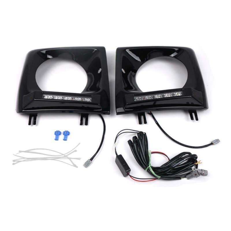 Headlight Bezel Pair For 1990-2018 Mercedes W463 G63 Wagon G500 w/ LED DRL Black