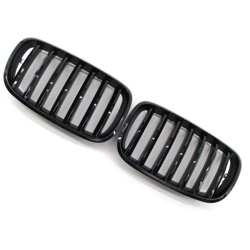 Pair of Gloss Black Front Bumper Kidney Grille Fit For BMW E70 X5 E71 X6 07-14